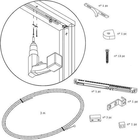 Kit di Chiusura Automatica per Porta Scorrevole-Misure Tecniche