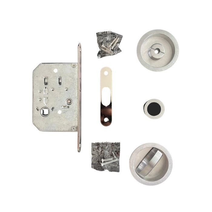 Maniglia per porta scorrevole tonda con nottolino cromo satinato