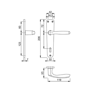 Maniglia per Porte Interne Hoppe Milano con Placca