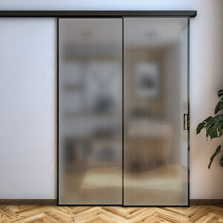 Pareti Divisorie 2 Ante Vetro Profilata con Binario Compact Plisse