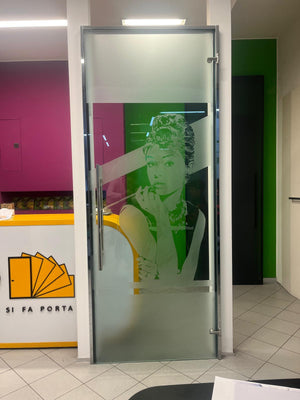 Porta battente casali in vetro decorato