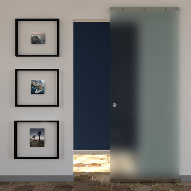 Porta in vetro scorrevole esterna satinata