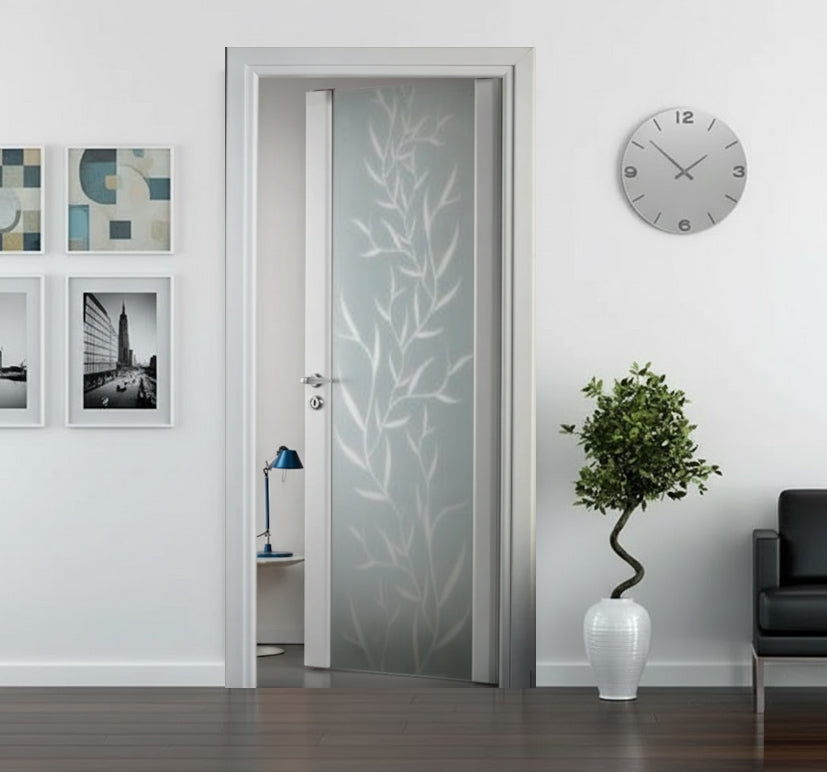 BLACK FRIDAY - Glass Hinged Door with Black Horizontal Decoration