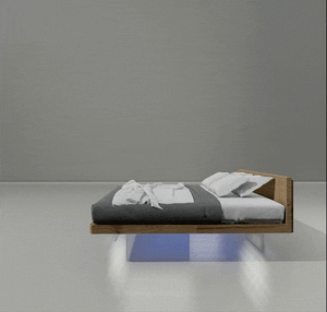 Letto Moderno Sospeso Wood Bed con Testiera Floor